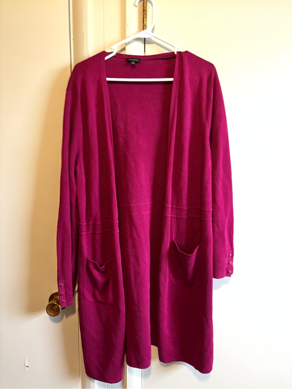 Talbots Open-Front Cardigan in Fuchsia